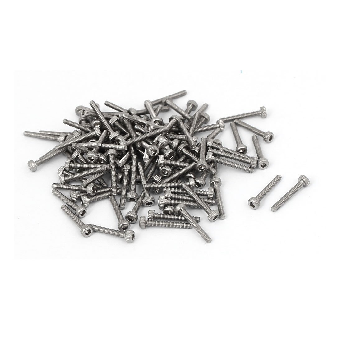uxcell M1.4x12mm 0.3mm Pitch 304 Stainless Steel Hex Socket Head Cap Screw DIN912 120pcs