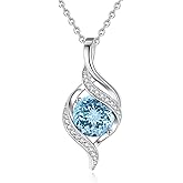 FANCIME Birthstone Necklace for Women Round Cubic Zirconia Necklace S925 Sterling Silver full Love Birthday Gifts for Mom Women