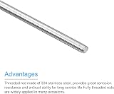 sourcing map M4 x 100mm Threaded Rod 0.7mm Pitch 304 Stainless Steel Studs Bar view 4