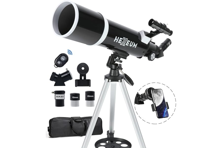 Koolpte Telescope for Adults & Beginner Astronomers - 80mm Aperture 600mm Fully Multi-Coated High Transmission Coatings with AZ Mount Tripod Phone Adapter, Carrying Bag, Wireless Control.