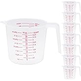 8 Pcs 4 Cup/32 Oz Plastic Measuring Cups With Spout And Handle | 1000ml Clear Graduated Measuring Cups With Oz And Ml Markings For Water, Flour, Liquids, Baking, Cooking And Mixing