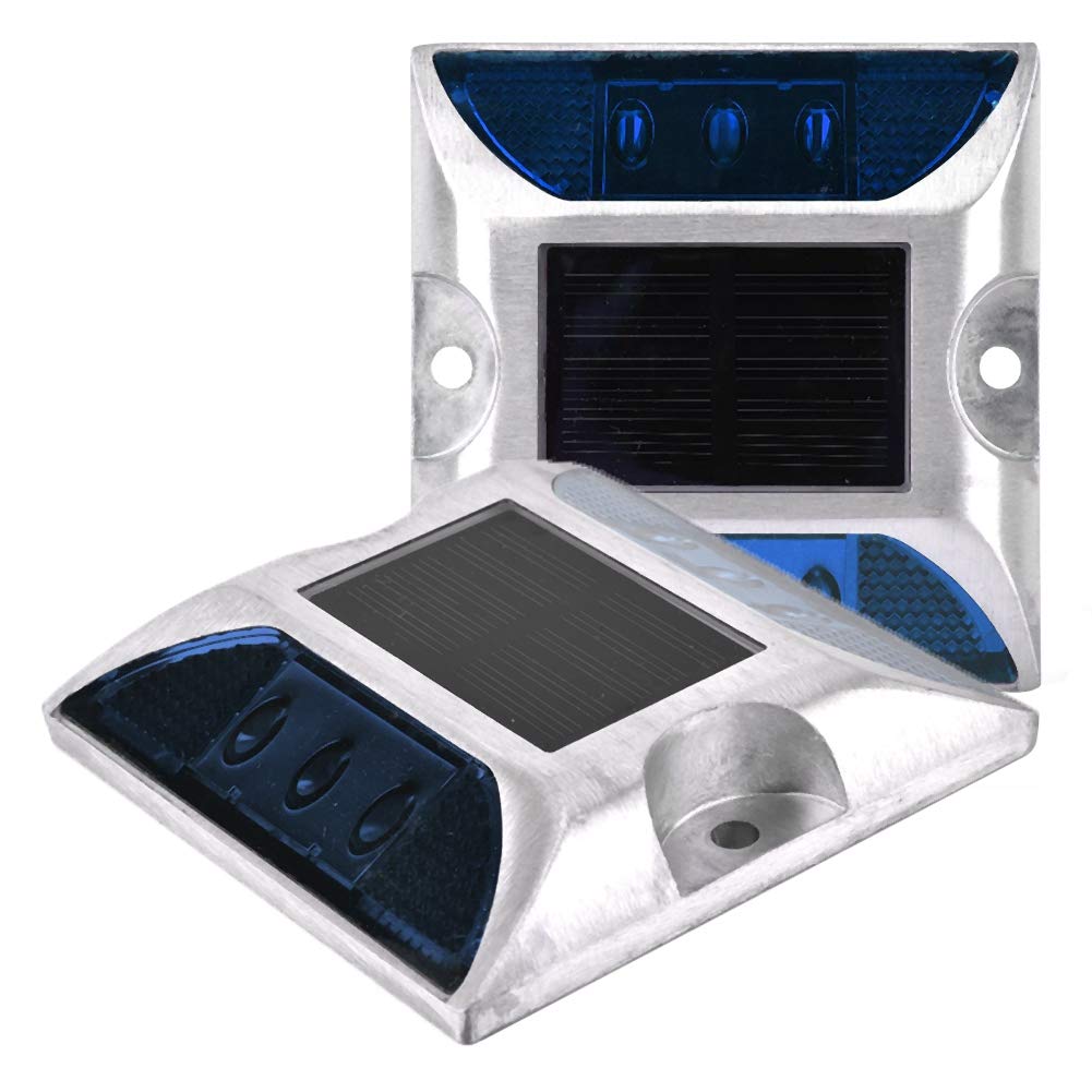 2 Pac Solar Ground Lights LED Lights, Waterproof Outdoor Driveway Road Lamp for Road,Path,Deck,Dock,Driveway,Garden (Blue Light)