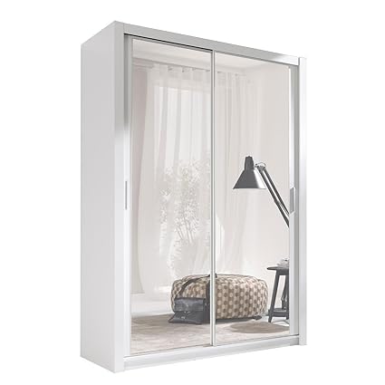 Kleiderschrank mit Spiegel Geodi, Elegante und Modernes Schwebetürenschrank, Schiebetür, Schlafzimmerschrank, Schlafzimmer, J