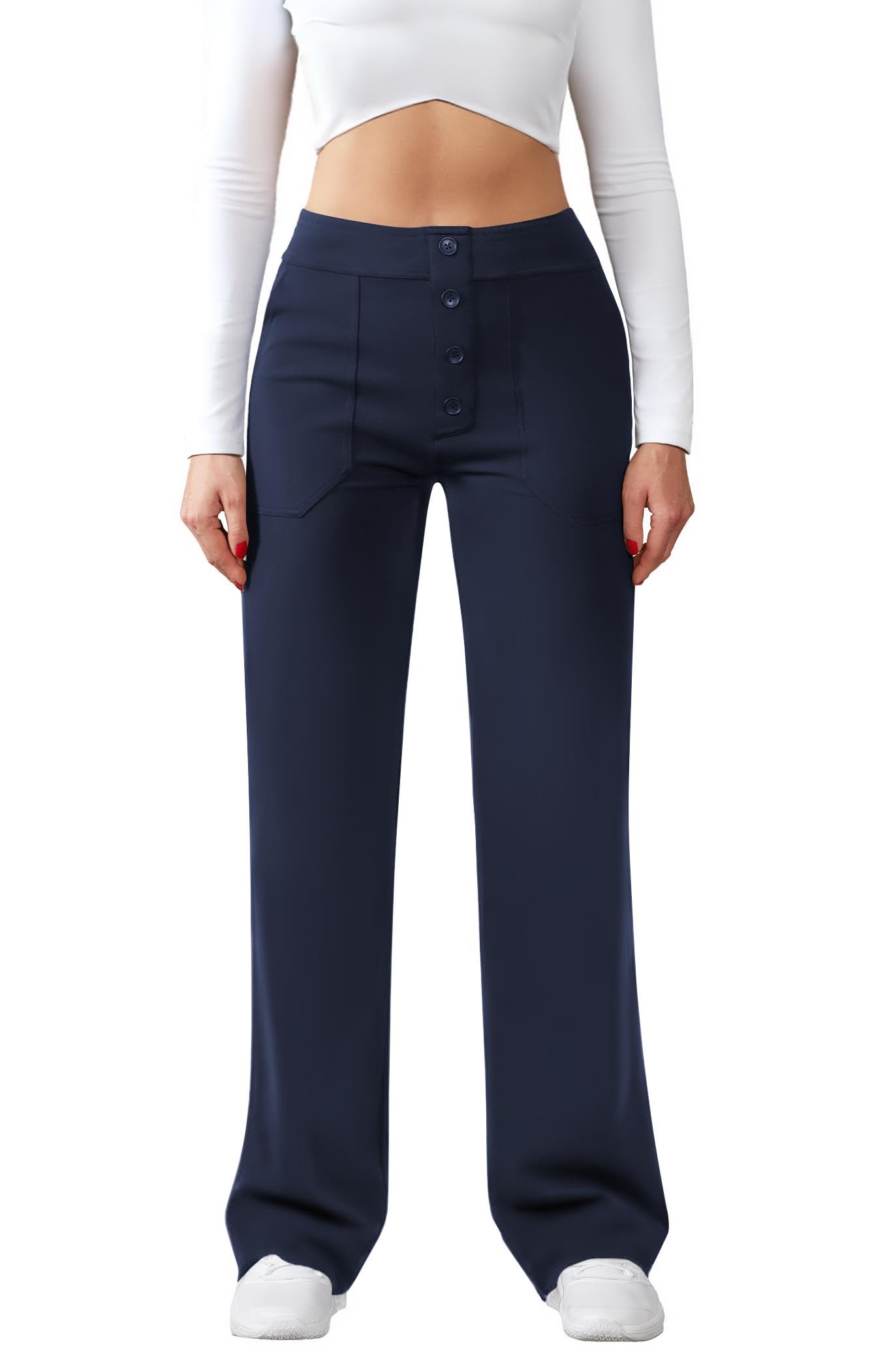 JEKAOYI Womens Casual High Waist Straight Leg Pants