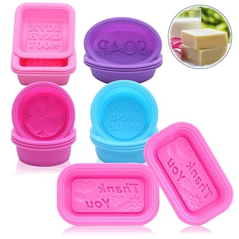 SIMUER 18 Pack Seifenformen Silikon Seife Form Seifenform Kuchenform Backform für DIY hausgemachte Handwerk Quadratische Rund