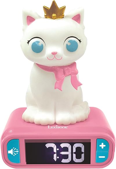 Lexibook Kitten Nightlight Alarm Clock RL800KT Pink LCD Backlit Snooze