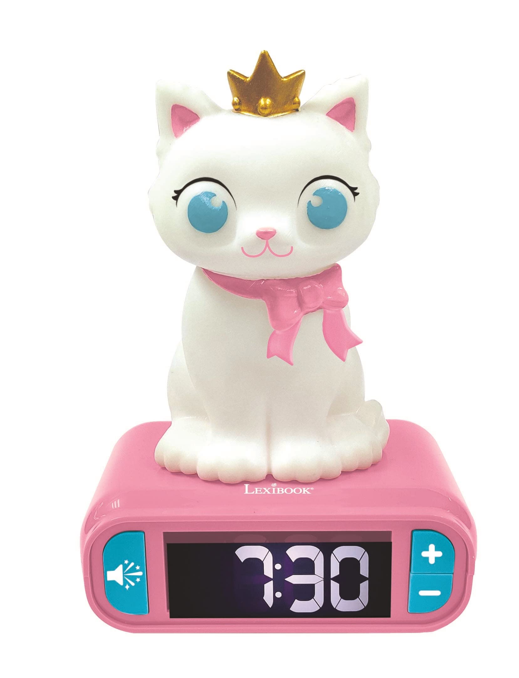LEXIBOOK, Kitten, Nightlight alarm clock, Sounds and Melodies, LCD Backlit screen, Luminous, Snooze, Pink, RL800KT — image 1