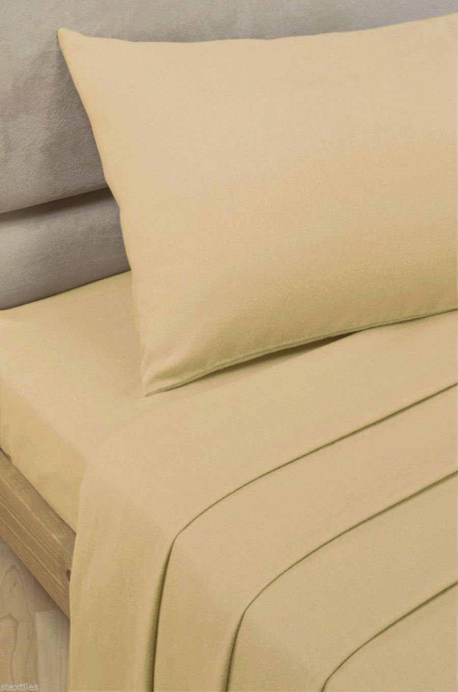 Finest 100% Egyptian Cotton 10"/25CM Fitted Sheets Home Collections (Beige, King) - Image 3