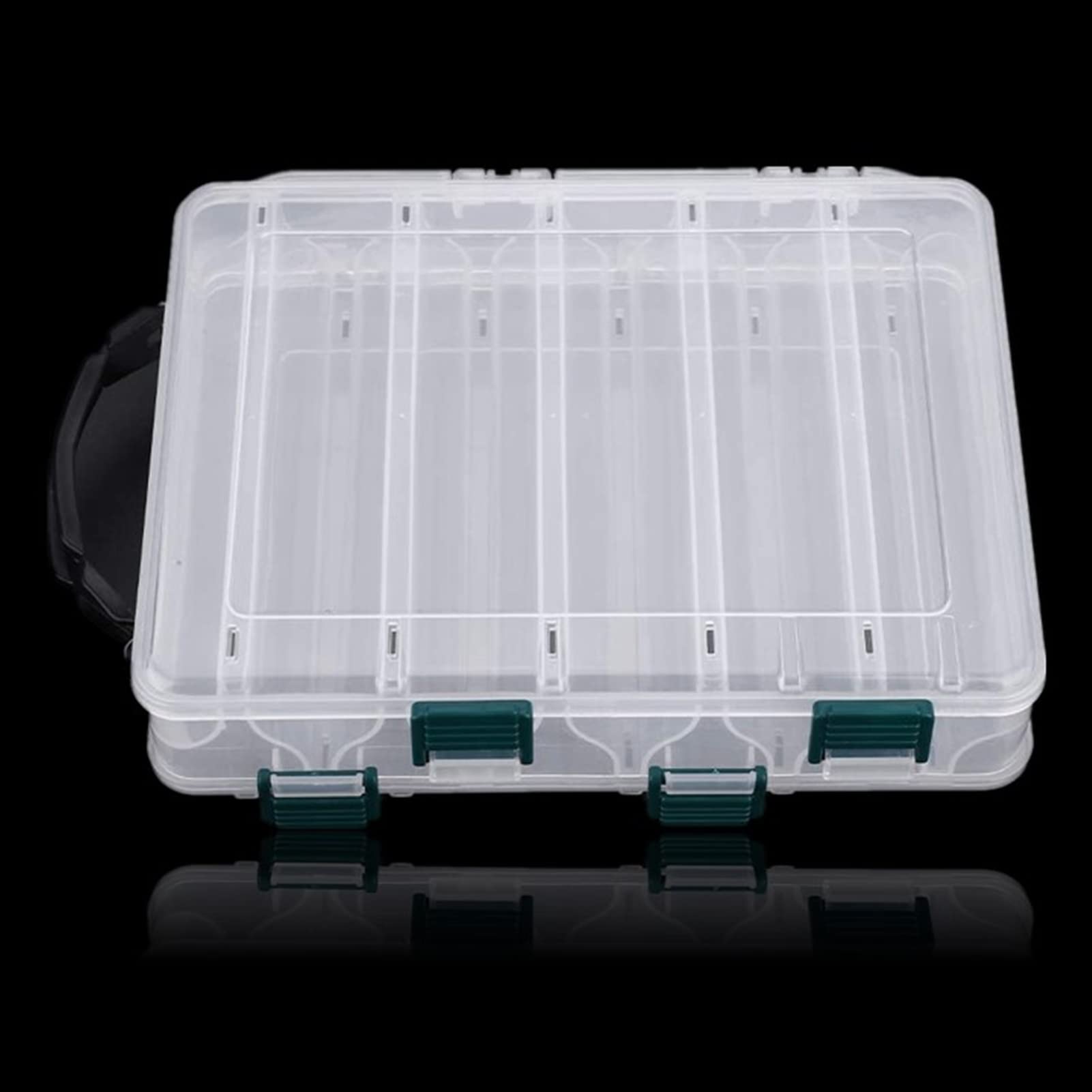 Plastic Fishing Tackle Box, Lure Case, Double Sided Waterproof Visible Plastic Clear Fishing Lure Bait Hooks Fishing Tackle Accessory Storage Box Case Container (10 Slots)