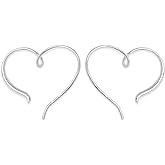 Boma Jewelry Sterling Silver Polished Heart Pull Through Hoop Earrings