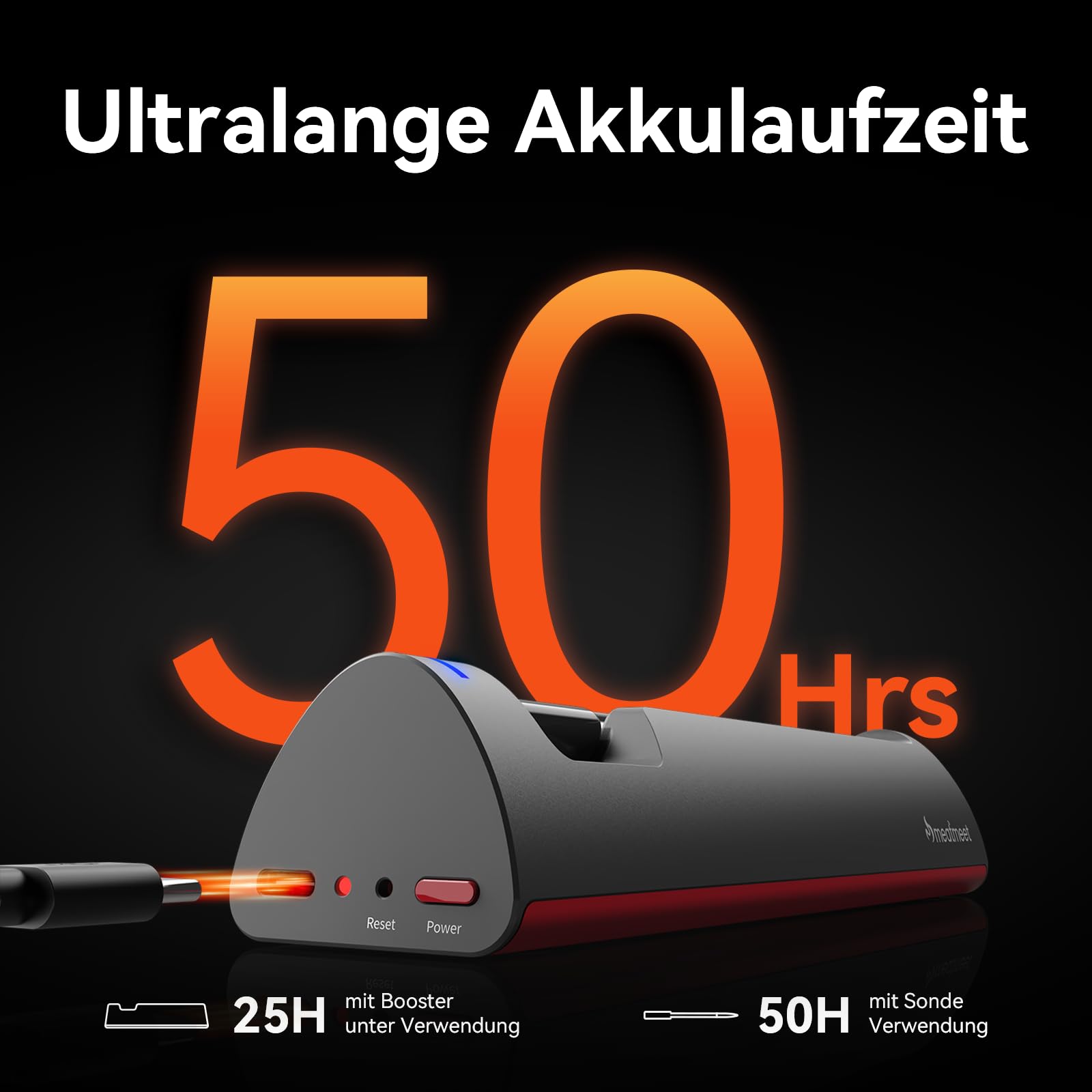 Meatmeet Pro Fleischthermometer Kabellos mit WLAN und Bluetooth, App-Überwachung mit Timer und Alarm, IP67 wasserdicht und ölbeständig, kabelloses Fleischthermometer für BBQ, Backofen, Grill, Küche 5