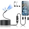 Dual-Lens Endoscope Camera with Light, 1920P HD Borescope Tools with 8 Adjustable LED Lights, Endoscope with 16.4ft Semi-Rigid Snake Camera, 7.9mm IP67 Waterproof Inspection Camera for iOS and Android