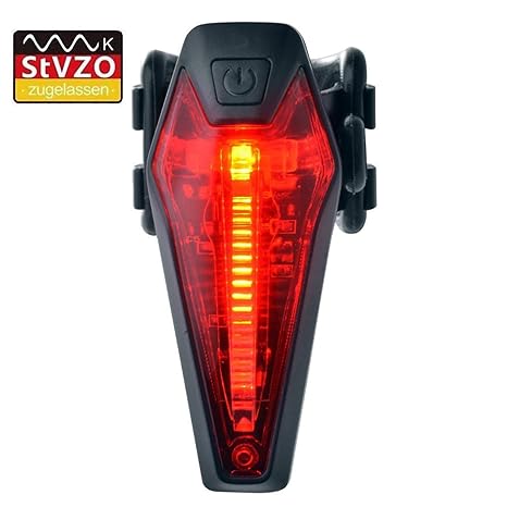 FisherMo StVZO Zugelassen LED Fahrrad Rücklicht USB Wiederaufladbare, K-Zertifizierung Aufladbar Fahrradlicht Regenresistent 