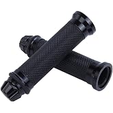 Motorcycle Hand Grips with Bar End Cap, Racing CNC Aluminum &amp; Soft Rubber Handlebar Universal for 7/8"(22mm) Handle Bar