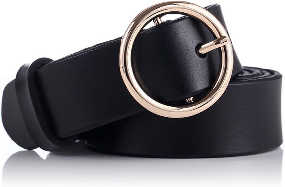 GAXmi Women Leather Belts Black Ladies Belt for Jeans Dress