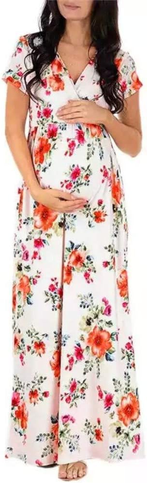 MiuBond Maternity Dress Women Short Sleeve Maxi Dress