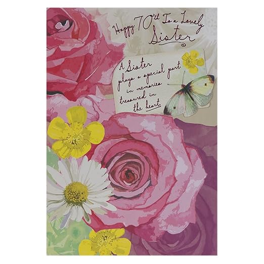 Hallmark 70th Birthday Card For Sister 'With Thanks' Medium Amazon