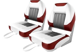 XGEAR Deluxe Low/High Back Boat Seat, Fold-Down Fishing Boat Seat