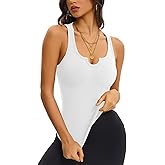 NODHUT Women's Tank Tops Sexy Slim Fit Ribbed Camisole Tops Cute Summer U Neck Sleeveless Long Going Out Tank Tops