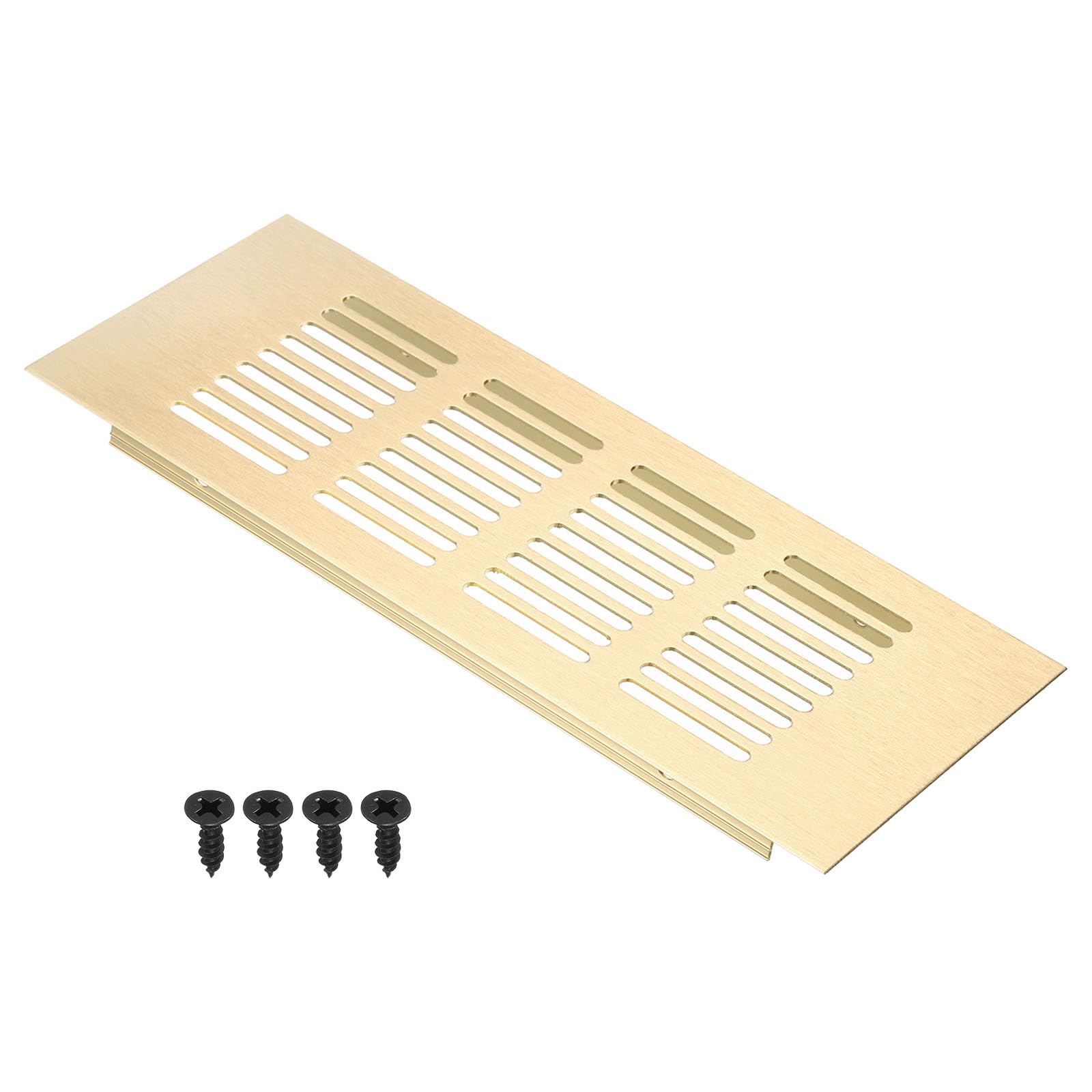 PATIKIL 8 x 3 Inch Door Air Vent Cover, Aluminum Grille Ventilation Cover Louvered with Mounting Screws for Cabinet Wardrobe Door, Gold Tone