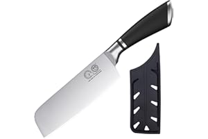XYJ Stainless Steel Japanese Nakiri Knife with Cover,6.5 Inch Vegetable Knife,Razor Sharp Blade,Professional Cooking Chef Kit