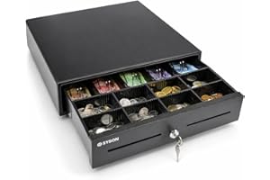 Syson 5B8C 16"x16.5"x4" POS Cash Drawer, RJ11 Cable 1.8m, 5 Bill / 8 Coin Removable Tray, 3-Position Lock, 2 Check Slots, Com