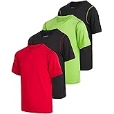 Black Bear Boys Active Shirt - 4 Pack Athletic Performance Dry Fit Youth Shirt for Boys - Short Sleeve Kids Tshirts