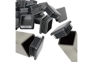 EZends 1.5 Inch Square Tubing End Cap Plug, 10/14 Gauge, 20 Pack, Durable Black Plastic LDPE, Chair Glides, Furniture Floor Protector, Chair Leg Caps,