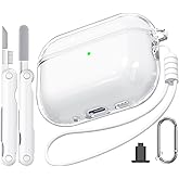 Joremx for Airpods Pro 3 Case Clear (2025) with Cleaning Kit & Keychain,Anti-Yellowing and Shockproof,Soft TPU Protective Cas