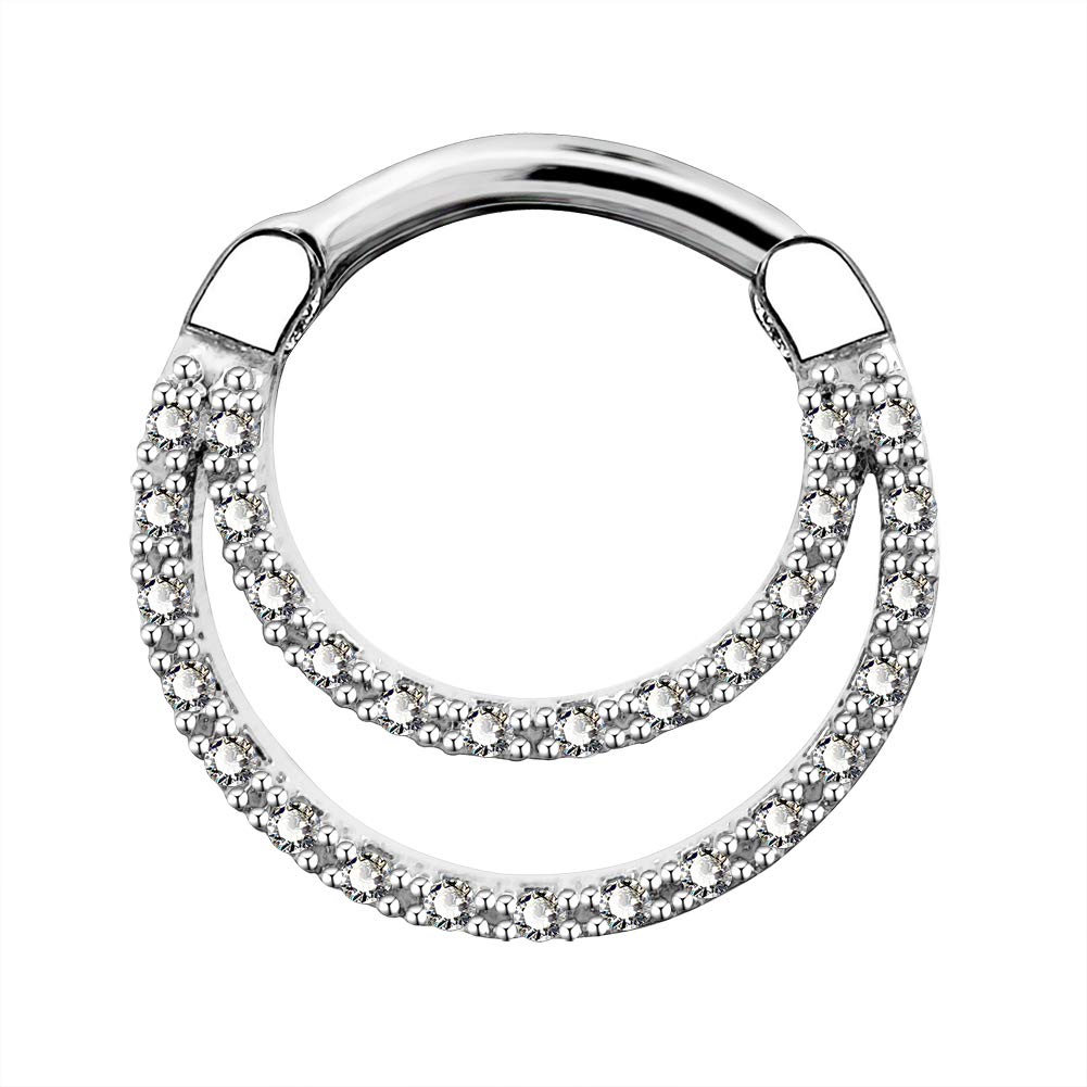 OUFER 16G Daith Piercing Jewellery Tribal Clear CZ Septum Clicker 1.2mm 316L Stainless Steel Bar Cartilage Earrings Helix Simple Body Jewellery