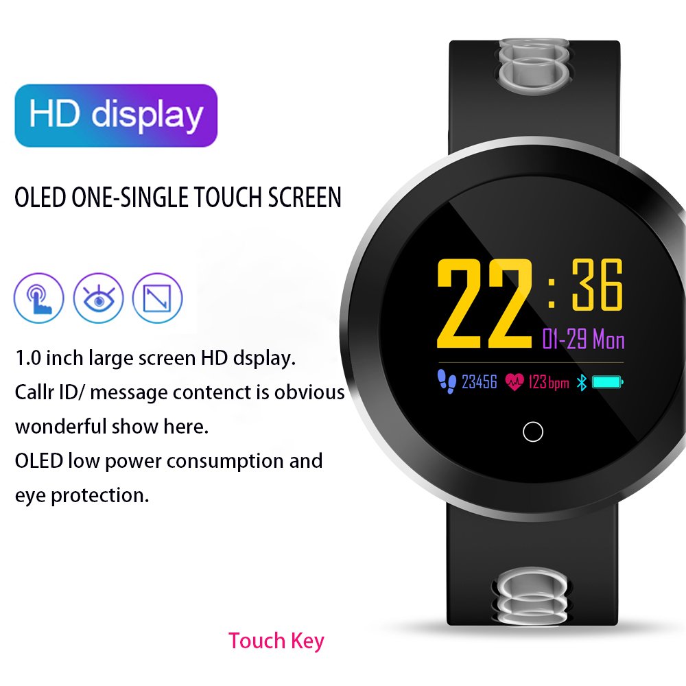 COSVII Smart Watch Waterproof, Bluetooth Fitness Tracker with Heart Rate Monitor, Sleep Monitor, Step& Calories Tracker, Alarm Clock, Call/SNS/SMS Reminder, Compatible with Android and iOS (Gray)