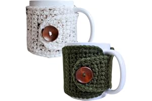 NANDY'S NOOK Olive and Oatmeal Coffee Mug Cozy Sleeves, Tea Cozy Wraps, Covers for 11-Ounce Cups