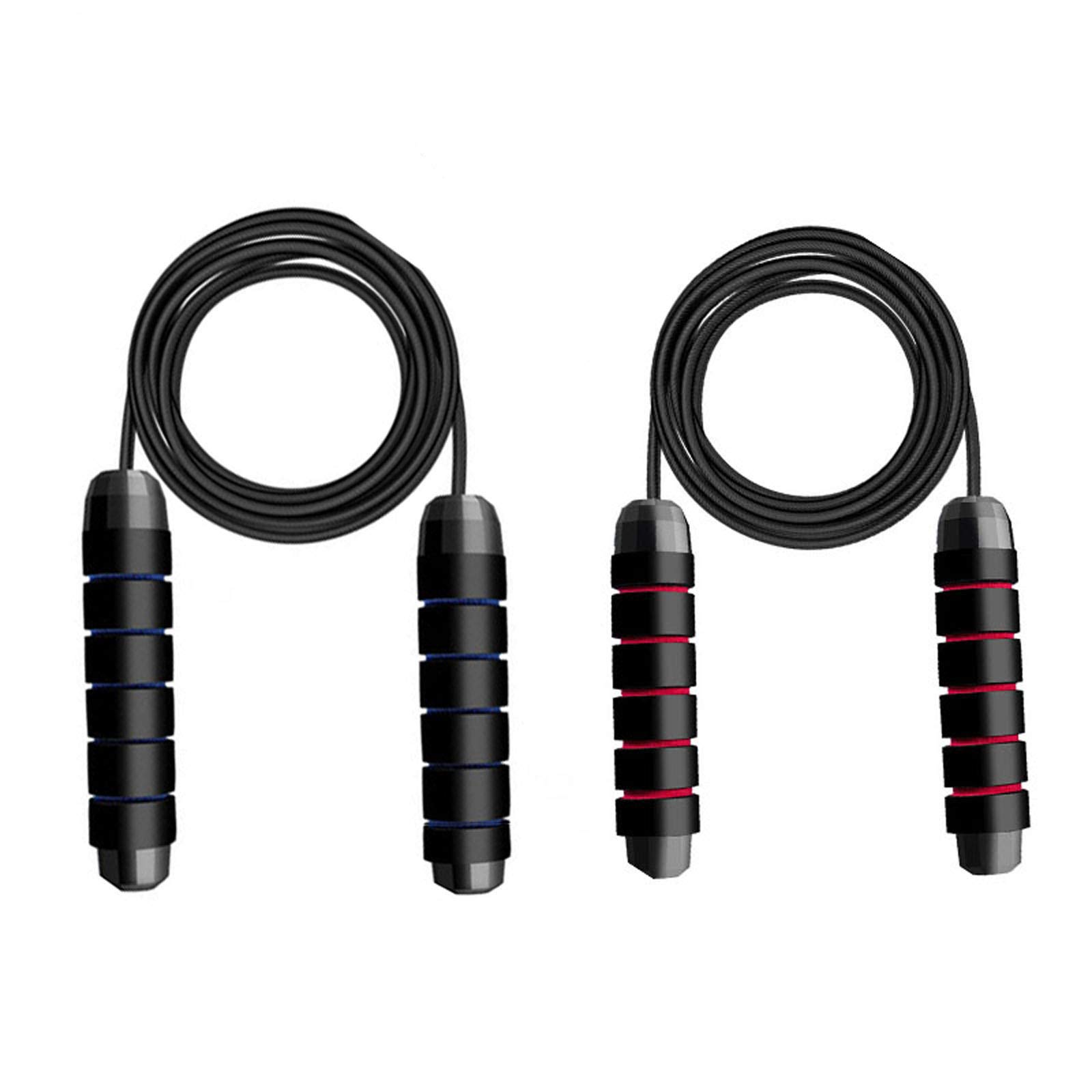 2 Pack Skipping Rope Adult, Fitness Tangle Free Adjustable Jump Ropes for Weight Lose Adjustable Metal Wire with Soft Foam Handles for Women Men & Kids Fat Burning, Boxing for Indoor & Outdoor