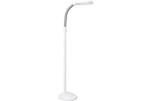 Verilux SmartLight Full Spectrum LED Modern Floor Lamp with Adjustable Brightness, Flexible Gooseneck and Easy Controls - Reduces Eye Strain and Fatigue - Ideal for Reading, Artists, Craft (White)