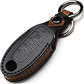 ZiHafate Leather Car Key Fob Cover Compatible with Nissan Keyless Remote Control for Nissan X-trail Rogue Altima Quest Pathfinder Sentra Patrol Cima Fuga Armada Teana Murano etc (C-Black)