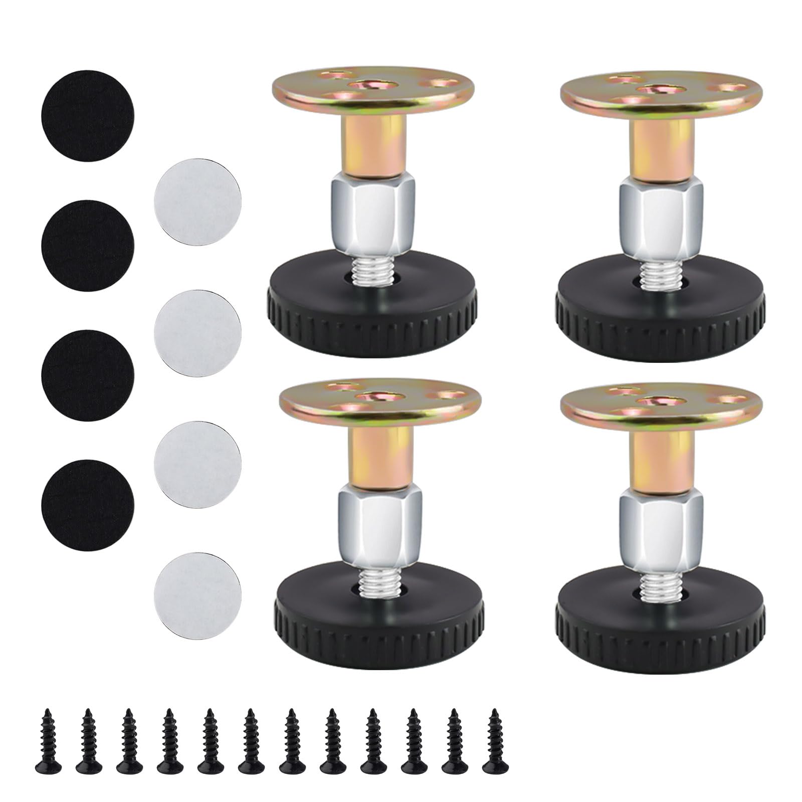 HERKINDNESS Adjustable Feet 27-64mm, 4 Pieces Adjustable Levelling Feet, Table Leg Extenders with Mounting Accessories, Super Load Bearing Capacity, for Tables, Cabinets, Sofas, Beds