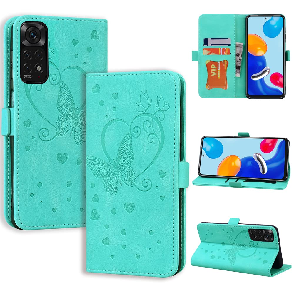 CASAFUNY Case for Xiaomi Redmi Note 11 4G/Note 11S Case Flip Wallet Leather Case with Card Holder Kickstand Magnetic Closure Protective Phone Cover for Xiaomi Redmi Note 11S/Redmi Note 11 4G, Green — image 1