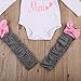 Baby Girls Long Sleeve Mama's Mini Romper Bodysuit and Leg Warmers Headband Outfit Set (3-6M, White)