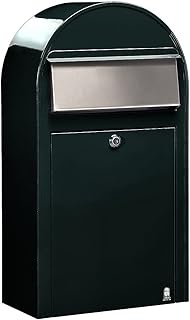 Bobi Grande S Briefkasten COL 6064 schwarzgrün, Klappe aus Edelstahl Wandbriefkasten
