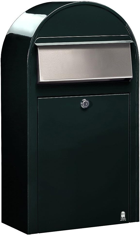 Bobi Grande S Briefkasten COL 6064 schwarzgrün, Klappe aus Edelstahl Wandbriefkasten