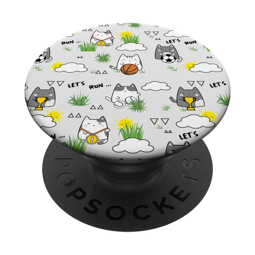 Seamless Pattern Cute Sport Cats PopSockets Adhesive PopGrip