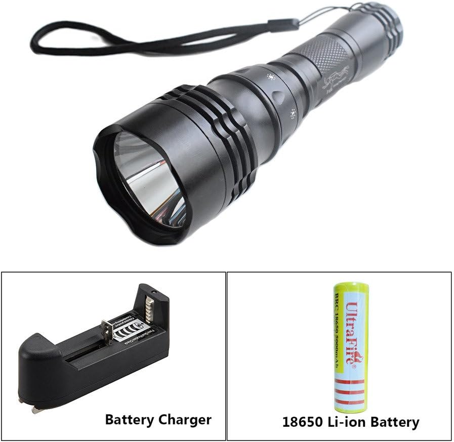 PFSN XM-L2 6000 k LED Dive Light Rechargeable Professional Mini Scuba Diving Flashlight Underwater 80 Meters Waterproof Snorkeling Tactical Lights Safety Torch for Outdoor Under Water Sports