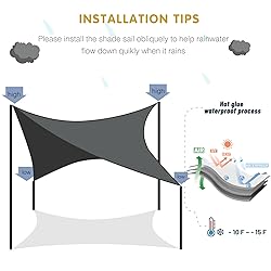 SUNNY GUARD Waterproof Sun Shade Sail 10' x 10' x