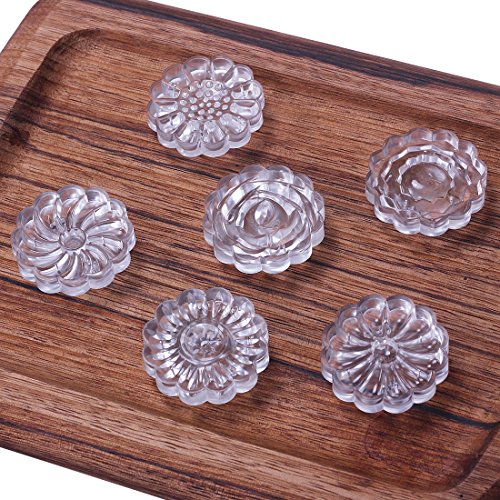 Moon Cake Mold Cookie Stamps with 6 Stamps, 50g Cookie Press Mid Autumn Festival DIY Decoration Hand Press Cutter Cake Mold