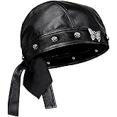 Punk Biker Butterfly Cap for Women Adjustable Motorcycle Cycling Black Bandana Head Wrap Doo Rag
