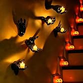 LYFJMUS Pack of 6 Wall Mounted Creepy Hands with Lighted Candles Spooky Halloween Wall Hands Hangers Decor Gothic Hanging Wall Art Included Install Screws for Halloween Home Wall Decor