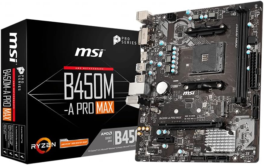 MSI B450M-A PRO MAX AM4 Motherboard DDR4 M.2 USB 3 DVI HDMI Crossfire