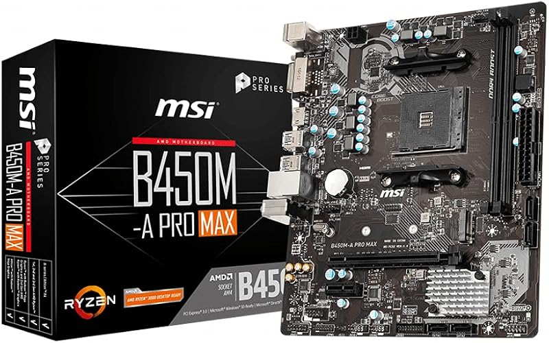MSI B450M-A PRO MAX AM4 Motherboard DDR4 M.2 USB 3 DVI HDMI Crossfire