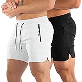 PIDOGYM Men's 5" Gym Workout Shorts,Fitted Jogging Short Pants for Bodybuilding Running Training with Zipper Pockets