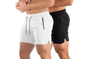 PIDOGYM Men's 5" Gym Workout Shorts,Fitted Jogging Short Pants for Bodybuilding Running Training with Zipper Pockets